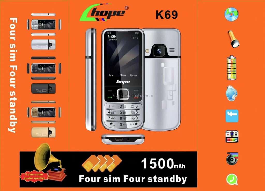 گوشی ساده چهار سیم طرح نوکیا 6700شرکت هوپ | حافظه 32 مگابایت Hope K69 32 MB